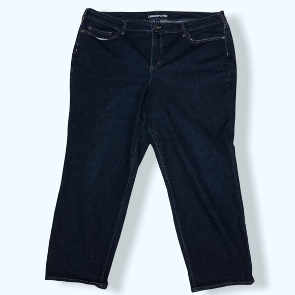 Lands' End Darkwash Straight Leg Cotton Blend Jeans Sz 24W - Picture 1 of 6